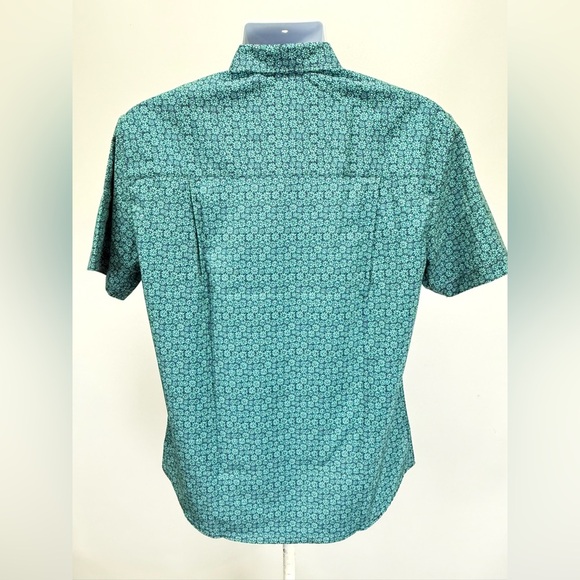 NICK GRAHAM Men's teal blue with floral motif casual button down shirt size L - Picture 7 of 15